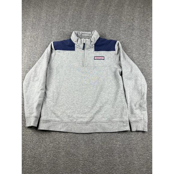 Vineyard Vines Womens Grey and Navy Quarter-Zip Sweatshirt Size Large - Picture 1 of 5
